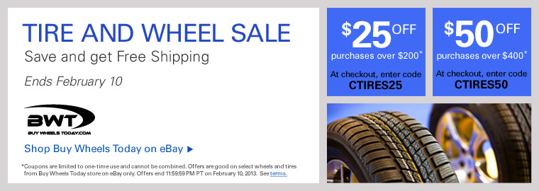 eBay Tire and Wheel Coupon, Feb. 6 - 10 | eBay Motors Blog