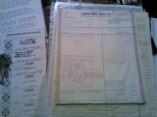 1976 Triumph TR6 original documents