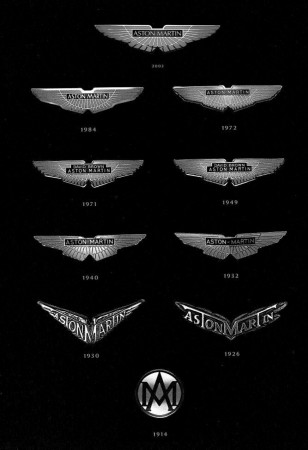 100 years of heritage aston martin logos