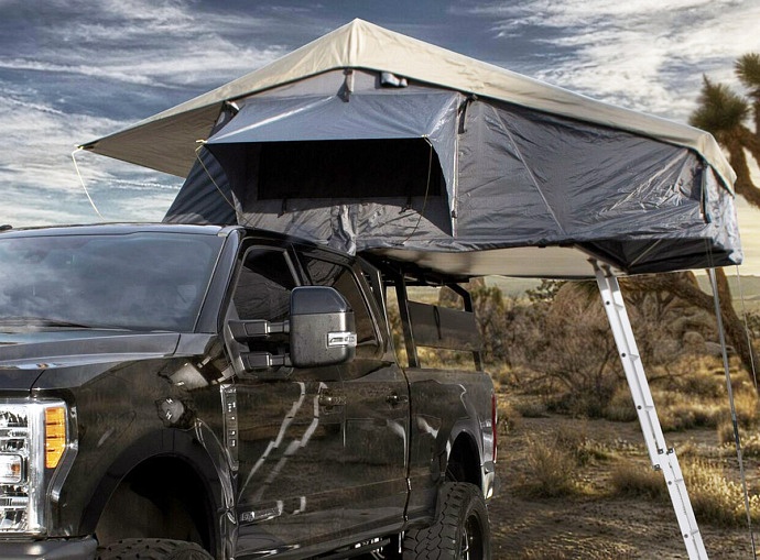 Rooftop tents can attach to different types of vehicle rails and platforms.
