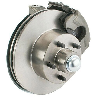 With a disc brake, the caliper’s pads squeeze the rotor.