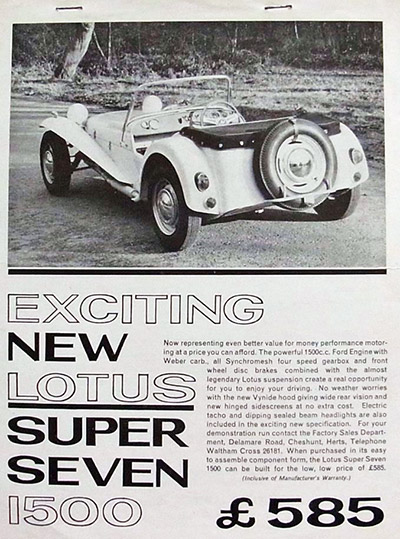1970 Lotus Super Seven sales leaflet