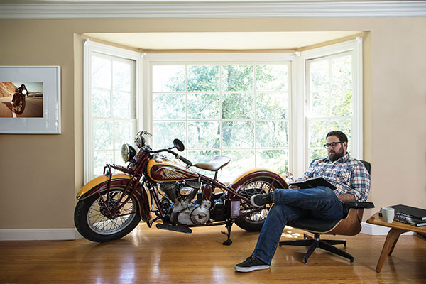a motorcycle in living room