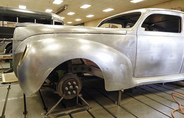 The car sits atop of custom chassis and utilizes suspension components from a Ford F-150 pickup.