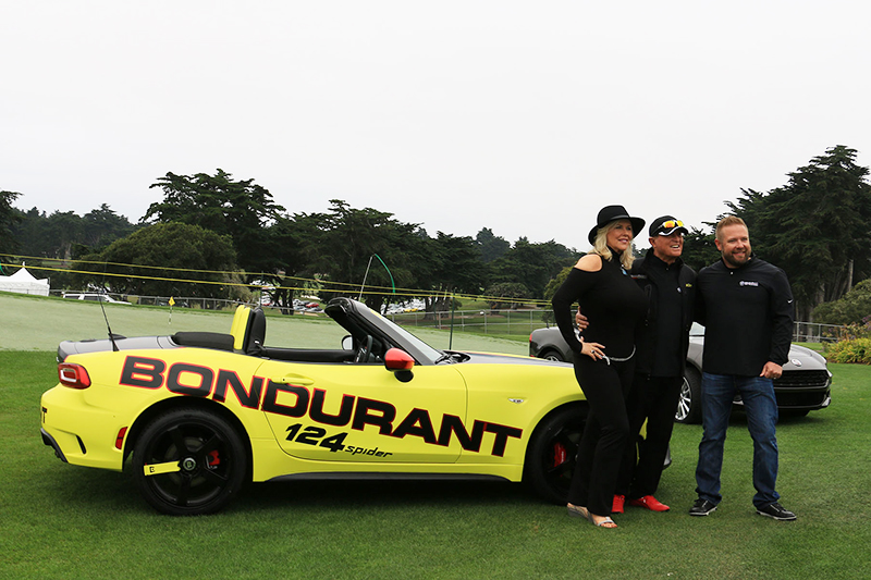 Pat and Bob Bondurant were on hand at the Concorso Italiano to celebrate the addition of the Fiat 124 Spider Abarth into the racing school’s vehicle roster. New Abarth owners are given a one-day training course at the Bondurant facility in Chandler, Ariz.