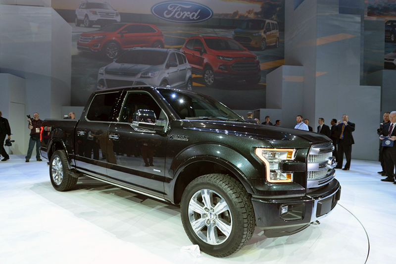 On Jan. 13, 2014, Ford revealed an all-new Ford F-150, at the Detroit Auto Show. It utilizes a high-strength aluminum alloy body to reduce weight by about 700 pounds.