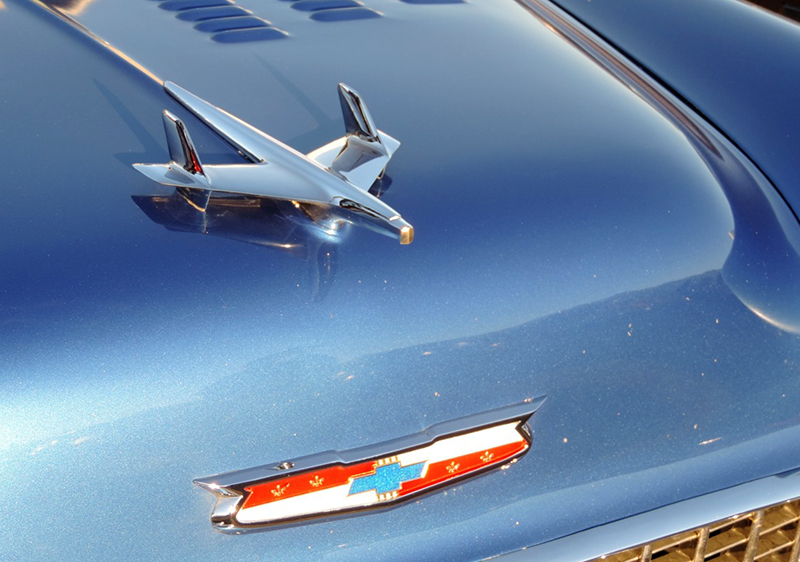 The 1955 Chevy hood "bird" emblem