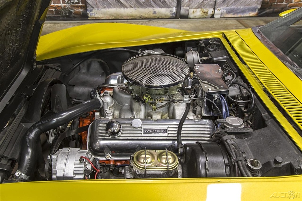 The Phase III Corvette retains its original 427 motor, candy gold paint and unique Motion Performance body treatment.