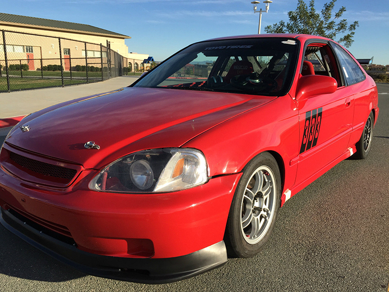 This Honda Civic is modestly lowered to improve handling.