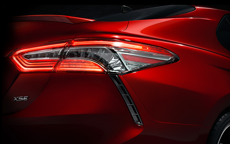 The design of the 2018 Camry's tail lamps control airflow off the car’s rear corners.
