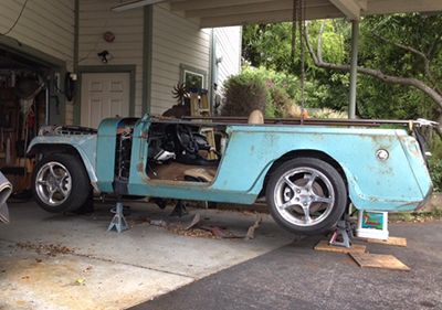 The Corveep as a work-in-progress with an 18-inch gap in the body
