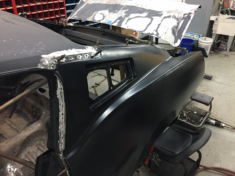 The mismatched fenders that came with the car were tossed. Fresh 1967 sheet metal was put in place.