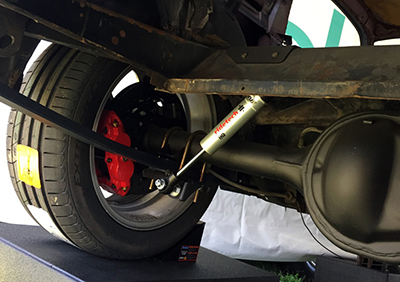 The Ridetech Street Grip suspension kit includes composite rear leaf springs and MonoTube adjustable shocks.