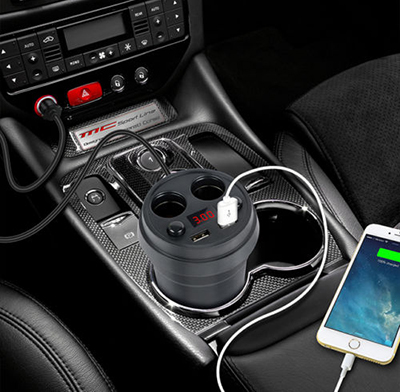 DC dual-socket power adapter/charger splitter with two USB ports