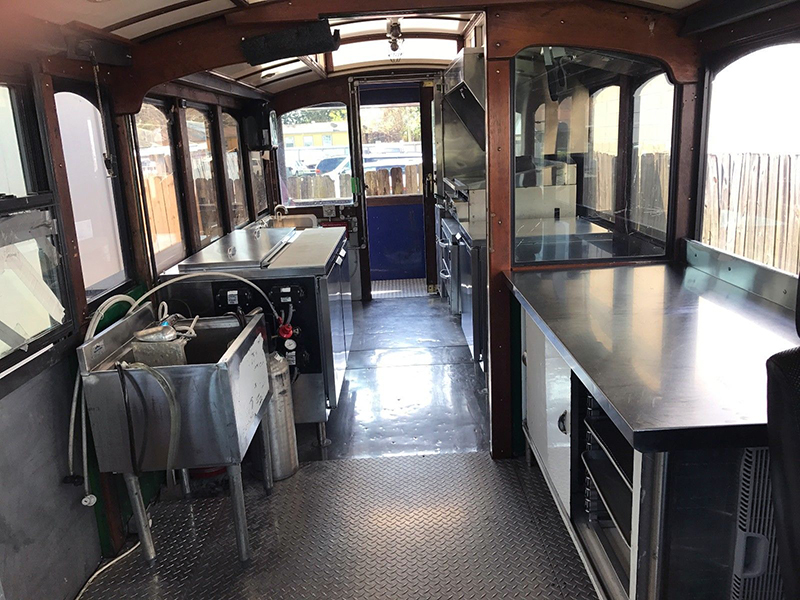 Interior of street food truck.