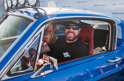 Mike Finnegan enjoyed a moment behind the wheel of the finished Mustang.