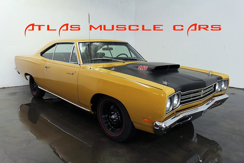 This gorgeous gold 1969 Plymouth Road Runner is is a matching numbers car.