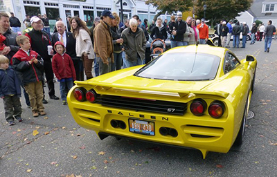 A yellow Saleen at a Caffeine and Carburetors event in upscale Connecticut