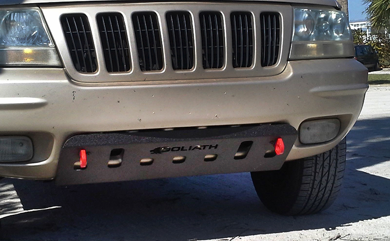 Bumper skid plate with shackle tabs