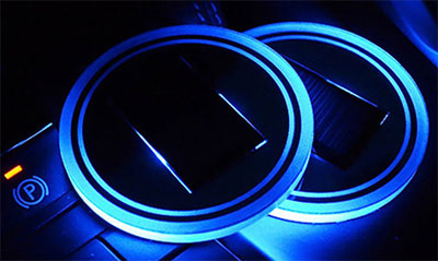 Solar-powered cupholder lights