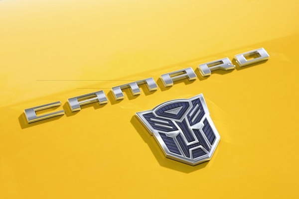 Camaro name plate with Transformers logo