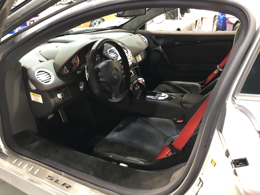 The interior of Michael Jordan's SLR features leather, carbon fiber, and Alcantara.