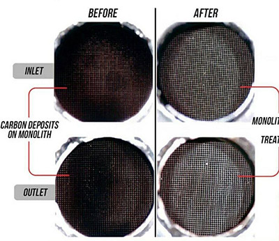 Before and after a catalytic converter cleaning