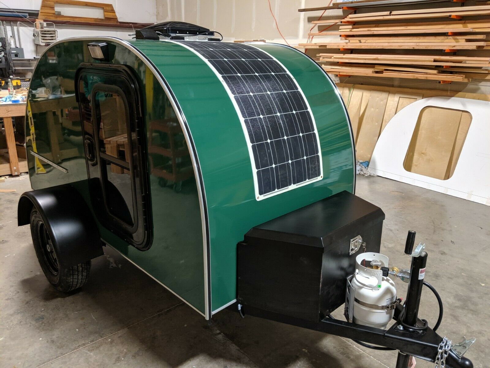 Down To Earth, an eBay seller, can add custom features to a teardrop trailer.
