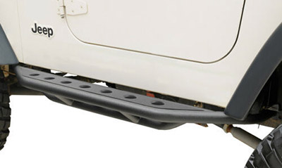 A rock slider offers a step and protection to the body panels.