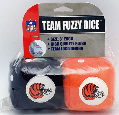 Red fuzzy dice are tradition. But your fuzzy dice can display the logo of a favorite sports team.