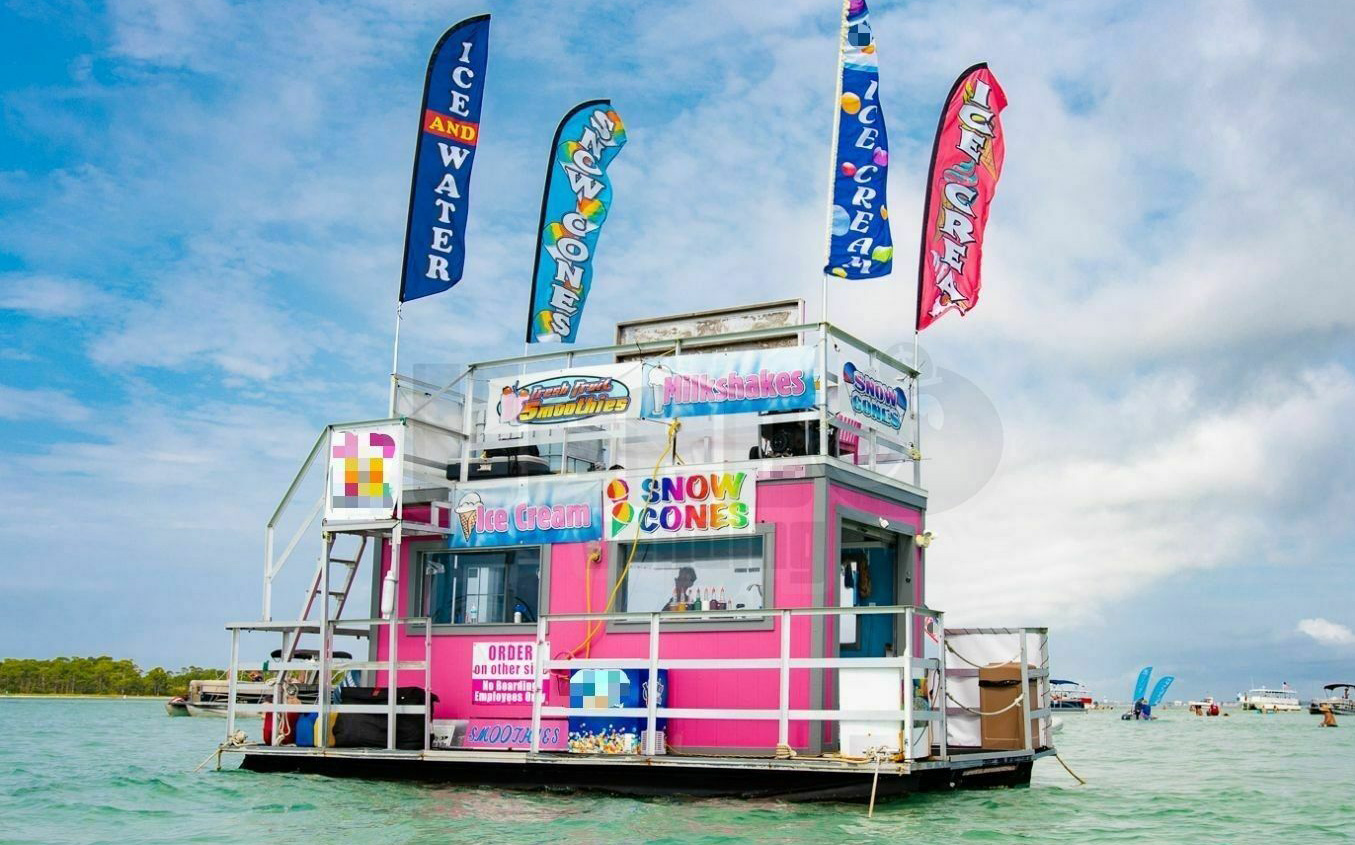 This turnkey ice-cream boat is offered on eBay at $215,000. But most ice cream trucks range between $30,000 and $60,000.