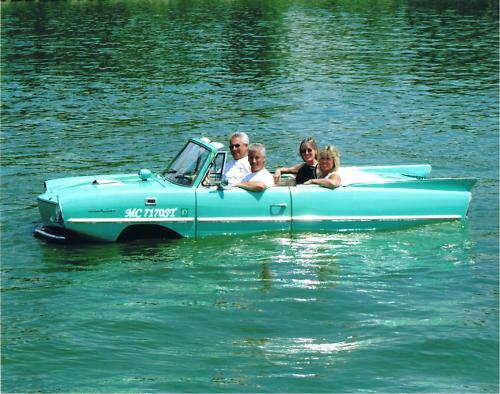 An example of an Amphicar in the water