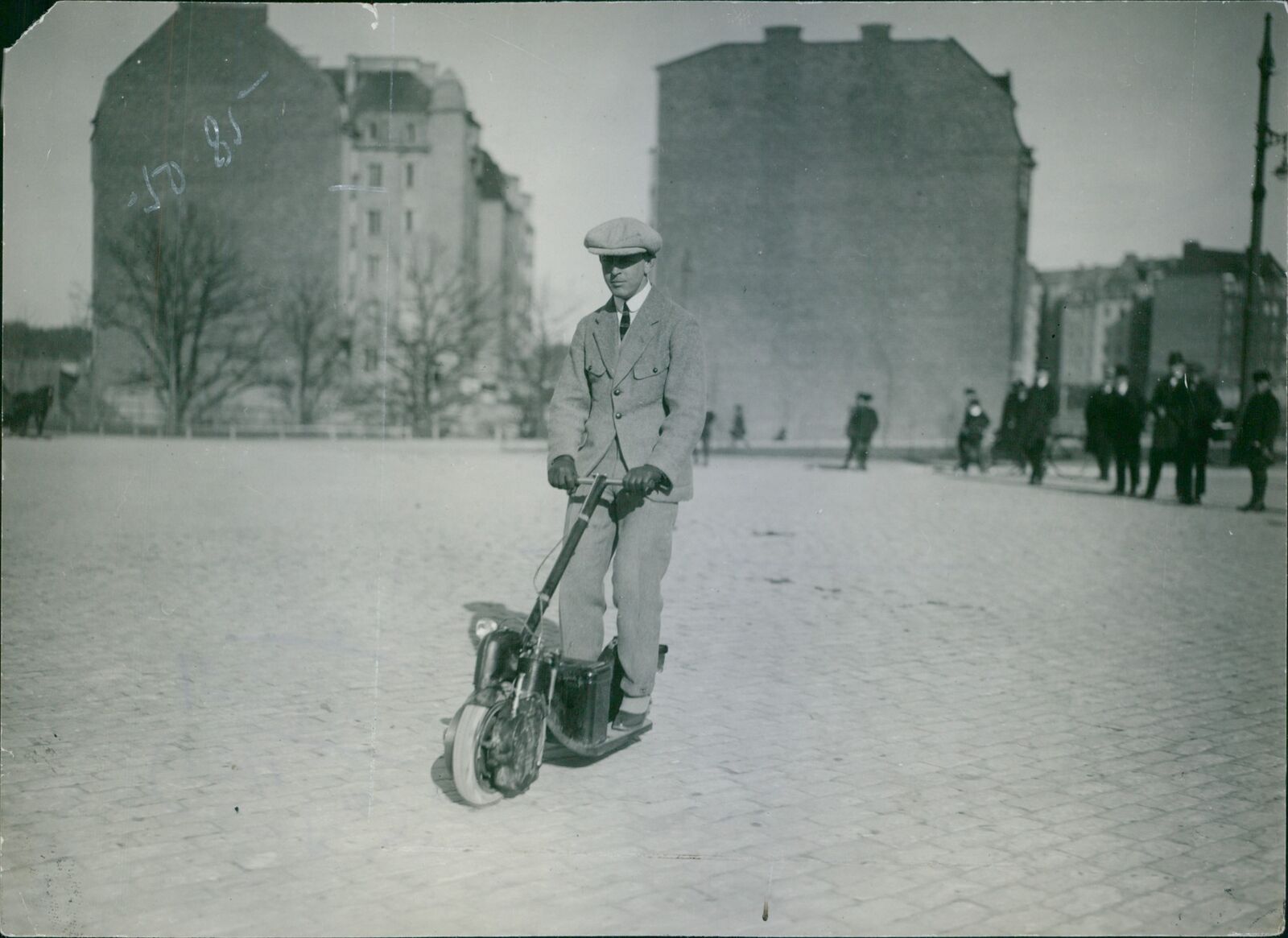 Photo of man on Autoped, 1920, for sale on eBay.