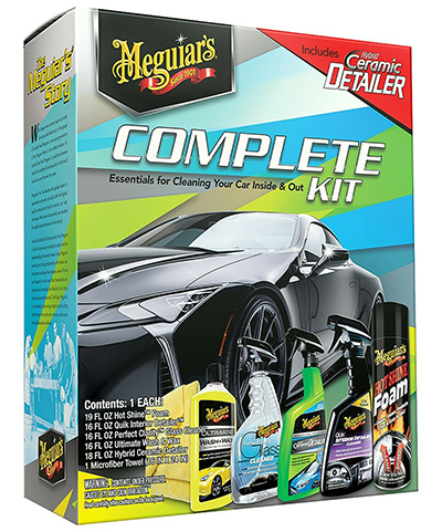 Car wash kits like this one from Meguiar’s provide most of what you need.
