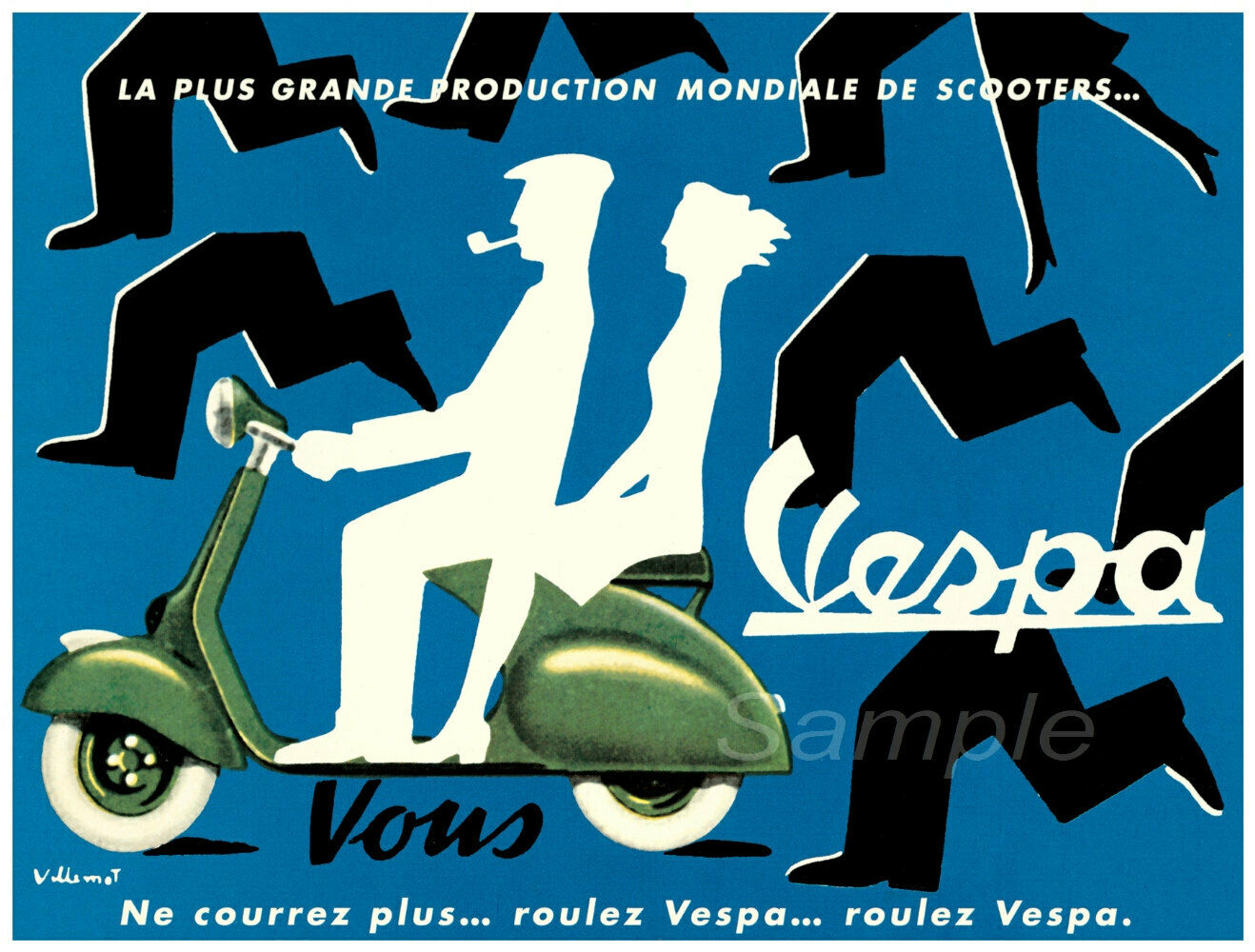 Vintage 1954 Vespa Advertising Poster