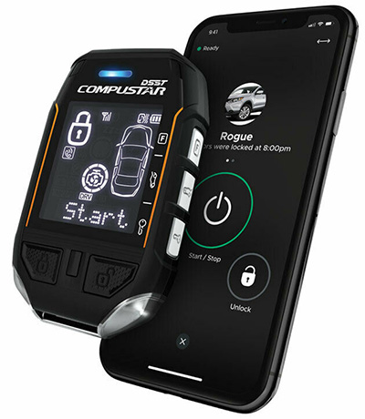 Compustar’s two-way remote engine start T12 fob provides three miles of range and smartphone connectivity.