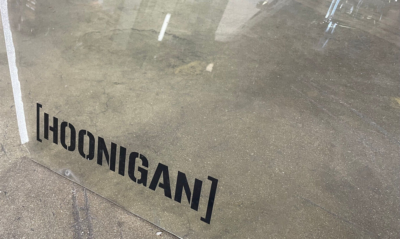 Ken Block SEMA Hoonigan cracked plastic windshield