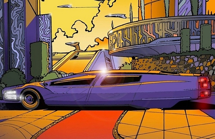 Fireball Tim - Syd Mead coloring book cover art
