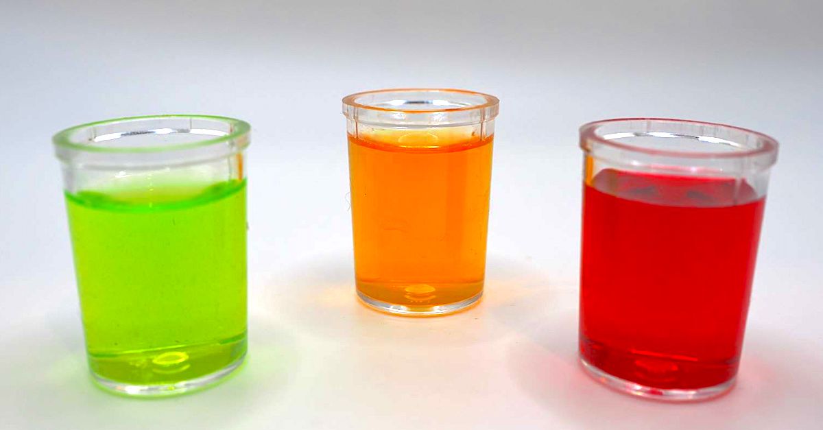 Three types of antifreeze: Green, Orange, and Red