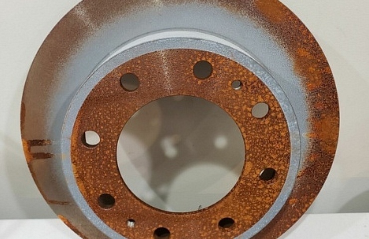 A rusty brake rotor