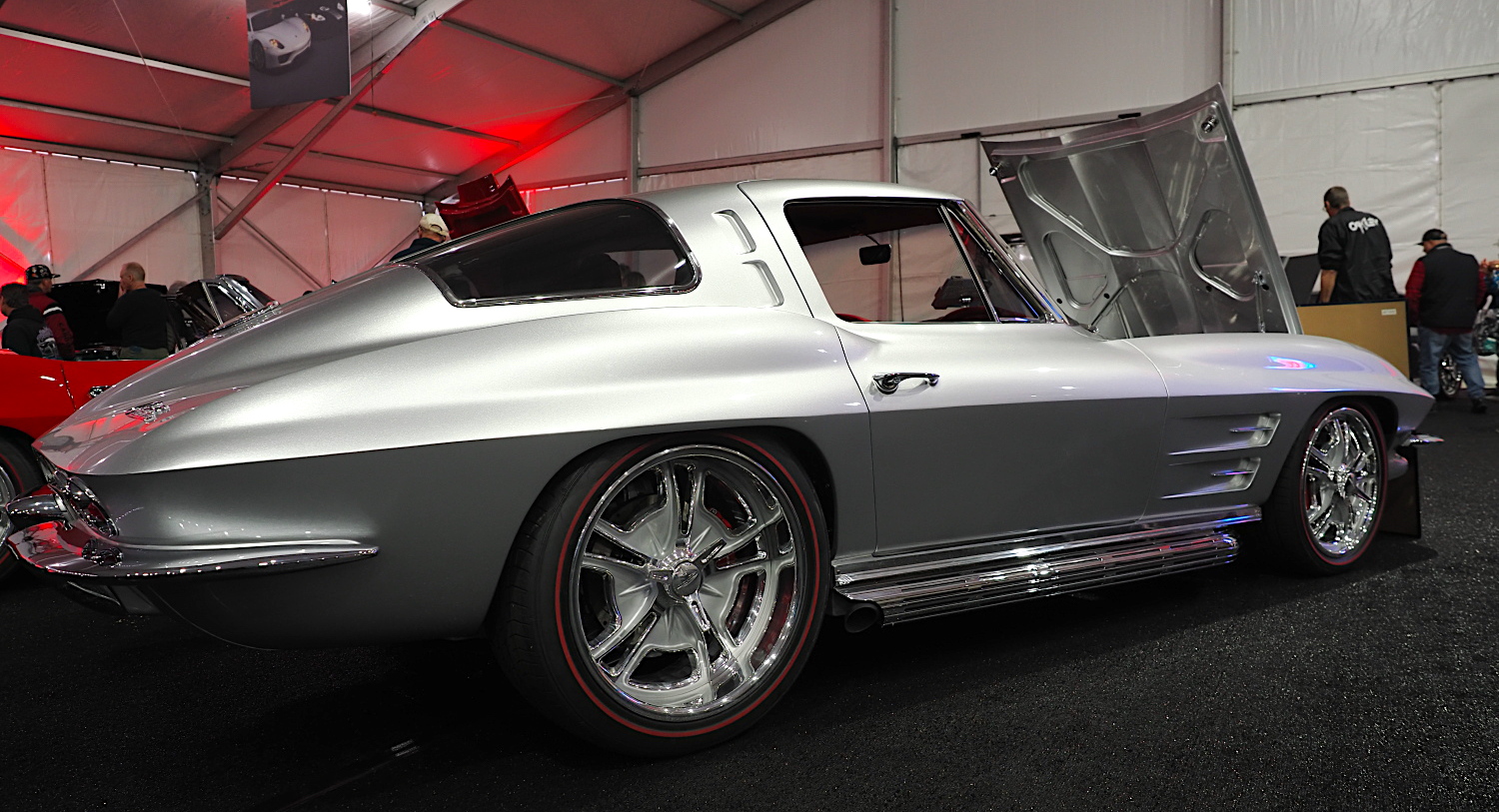 silver 1963 Corvette split window restomod