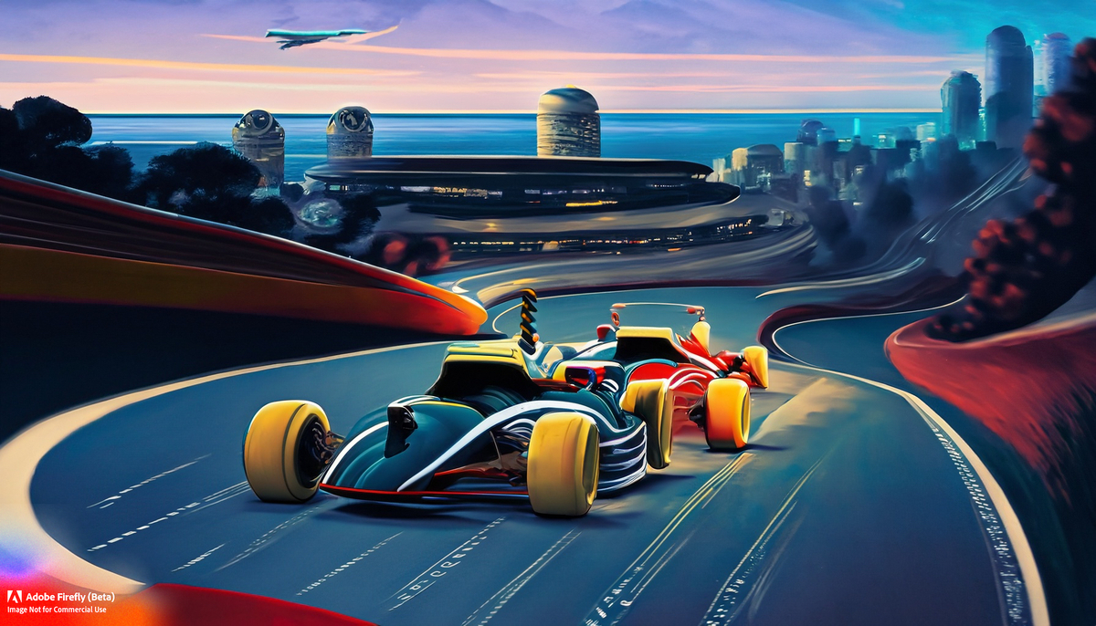 Imaginary cars speeding through the streets of Monte Carlo