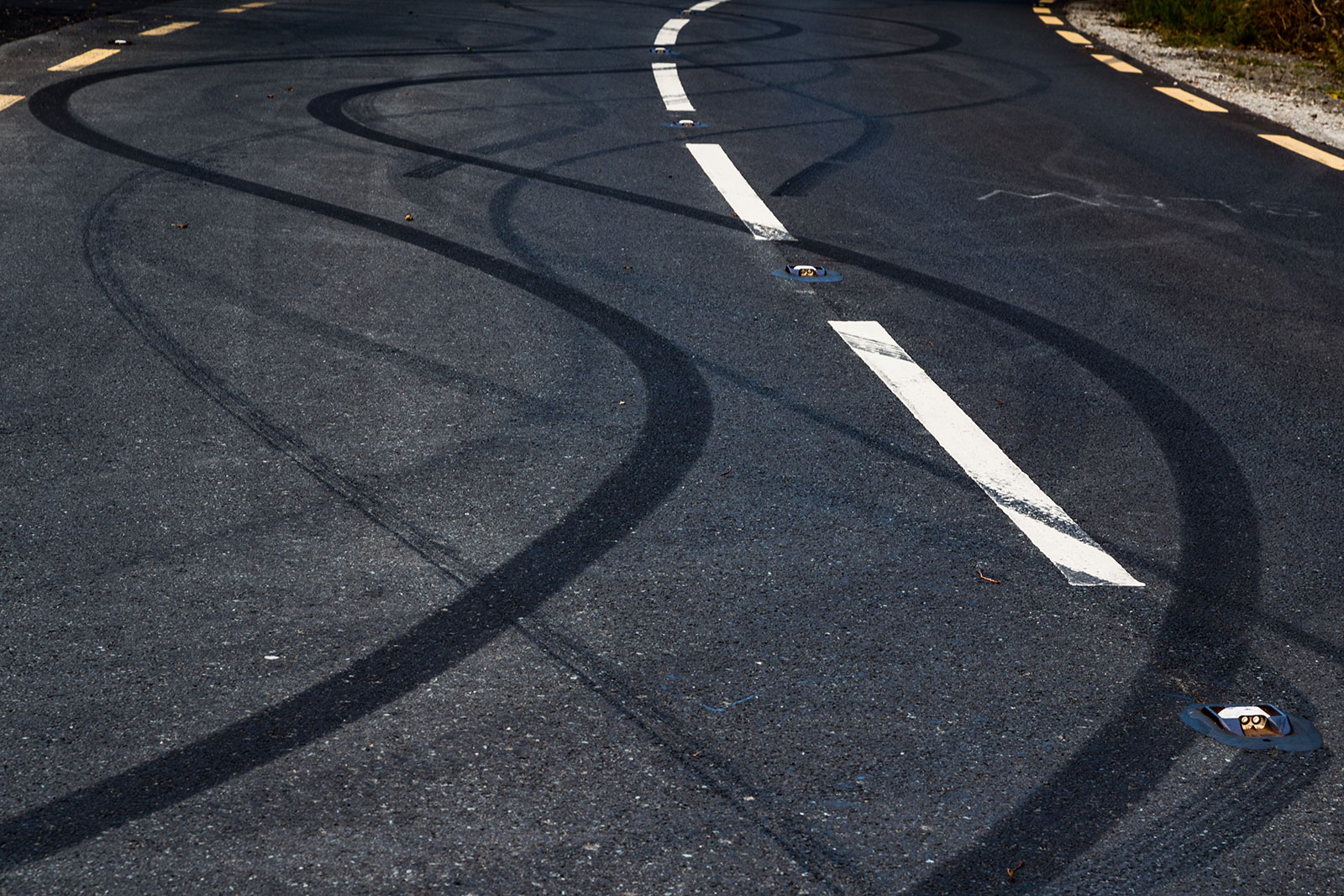 Skids marks on the road