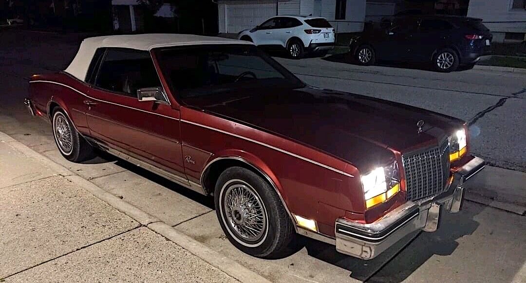 1983 Buick Riviera Convertible with low beams on