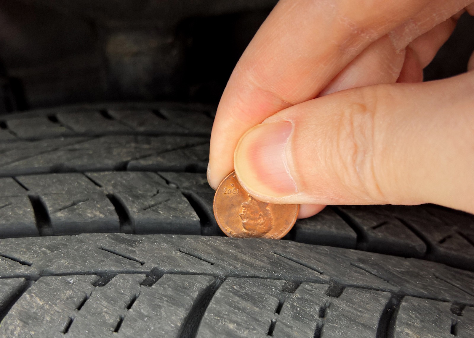 Checking tire tread depth and wear using a Lincoln penny