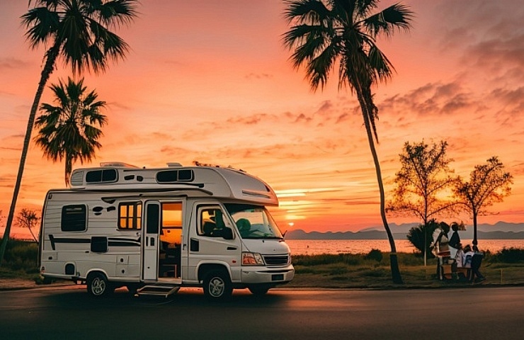Road Trip RV at sunset - featured