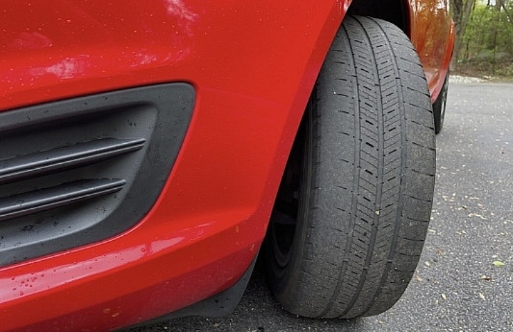 This tire was not rotated. The advanced wear on the inside of the tire shows the combination of under inflation and inadequate alignment, as well as wheel spin.