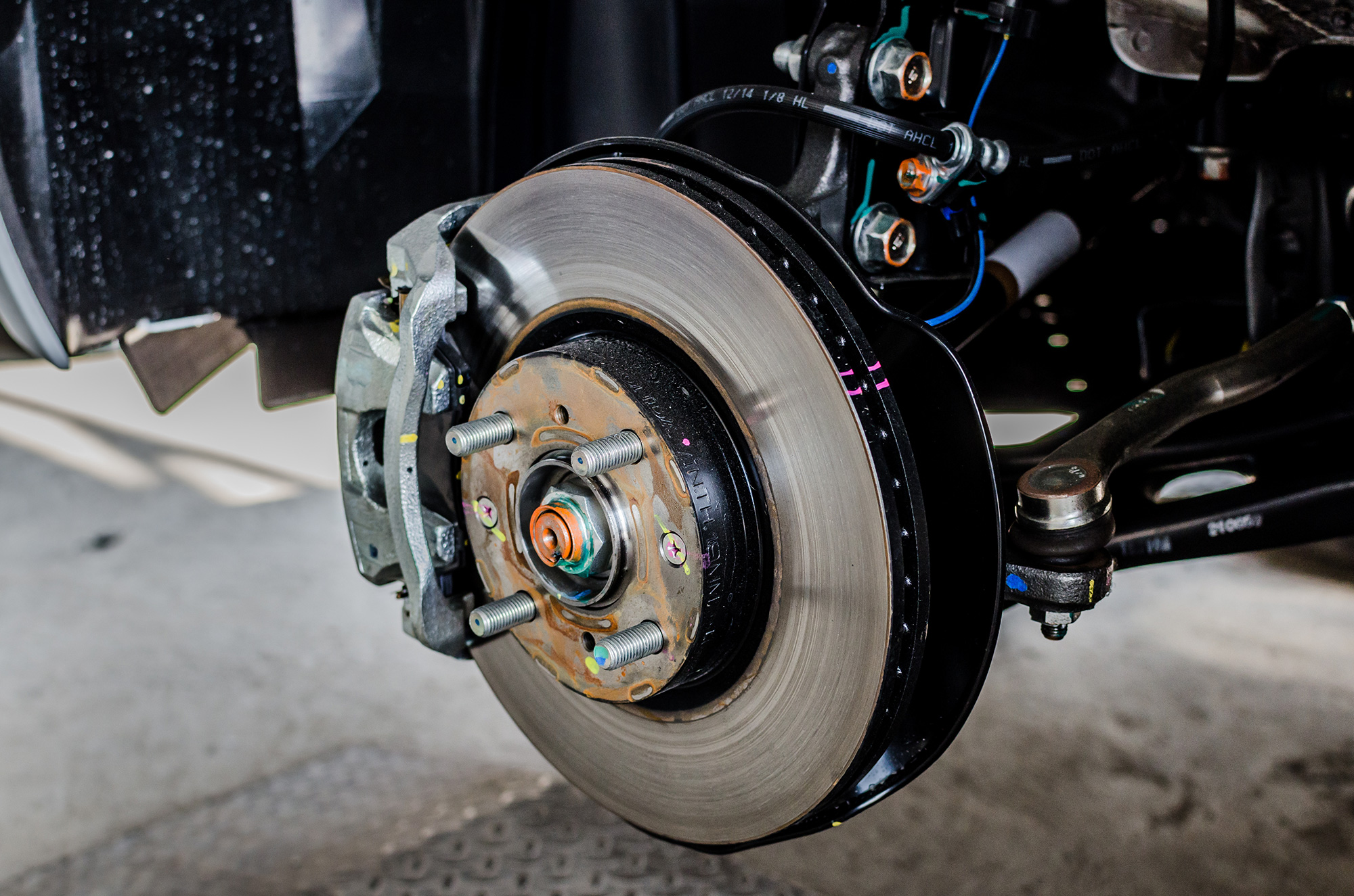 This is an example of a right hand trailing position for the brake caliper.