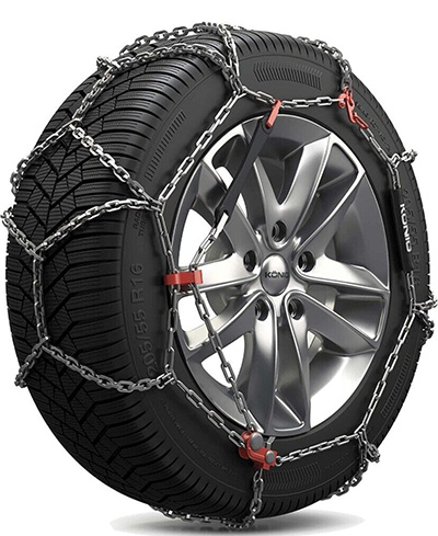 snow chains on a tire