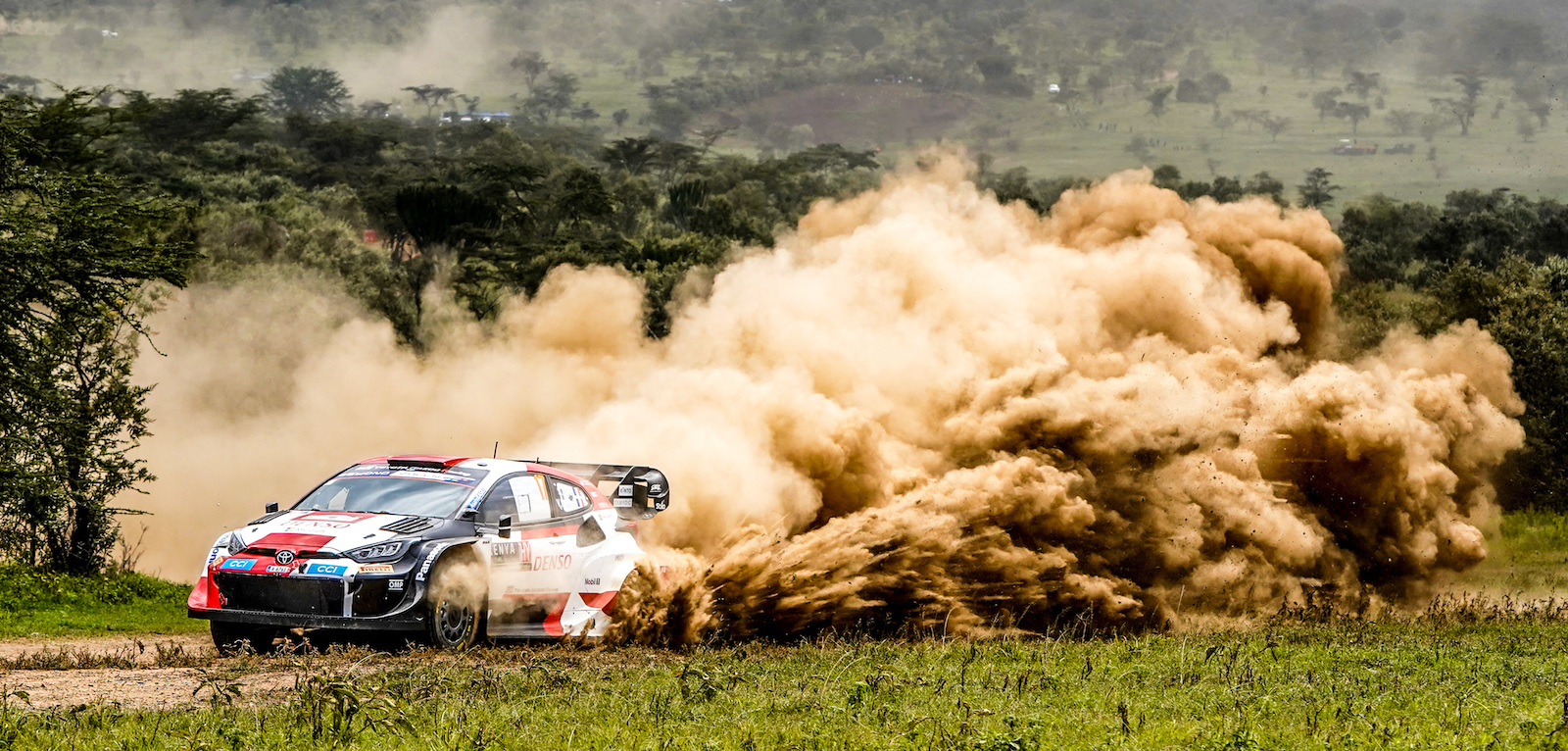Sebastien Ogier in the Toyota Gazoo Racing Yaris at WRC Kenya 2023. (Photo source: Pirelli)